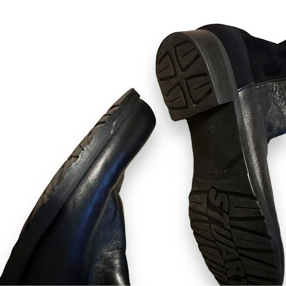 Stuart Weitzman Black 5050 Lift Knee High‎ Pull-On Leather Boots Sz 6.5
